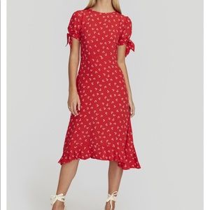 FAITHFULL THE BRAND Cherry Red Emilia Midi Dress